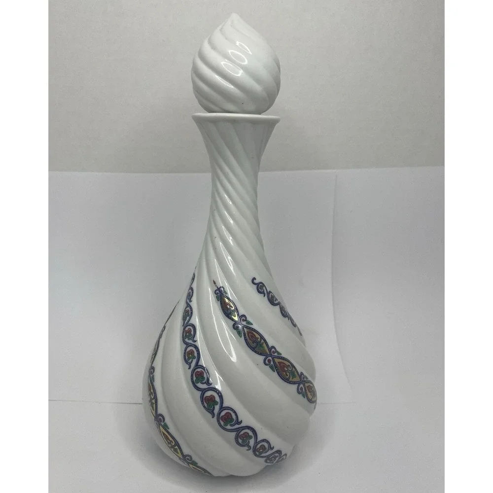 Vintage Elizabeth Arden Byzantium Spiral Decanter Enameled Potion Genie Bottle